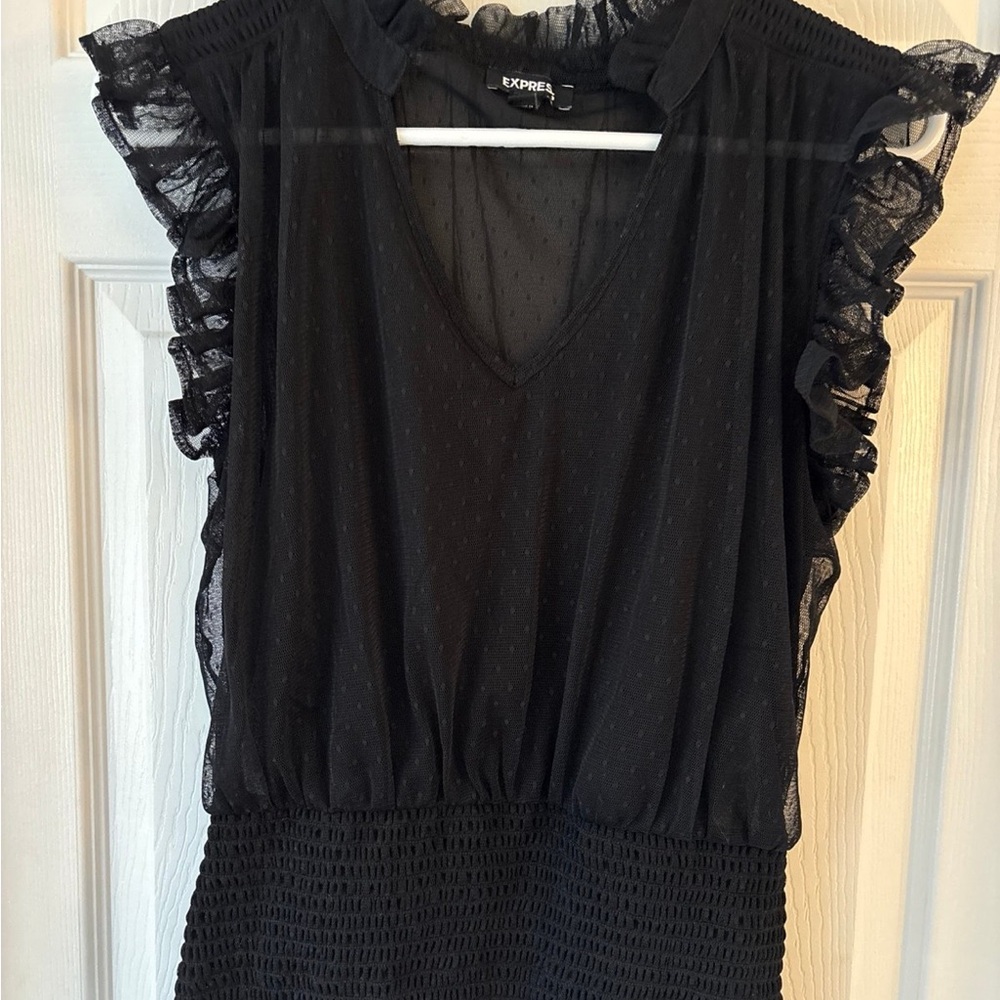 Express Black Ruffle Sleeve Top